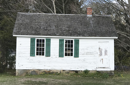 images of the one-room schoolhouse, in 2020 and in 1918.